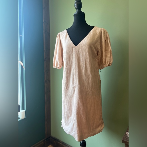 Emerson fry blush linen puff sleeve dress, s-m - Picture 8 of 8